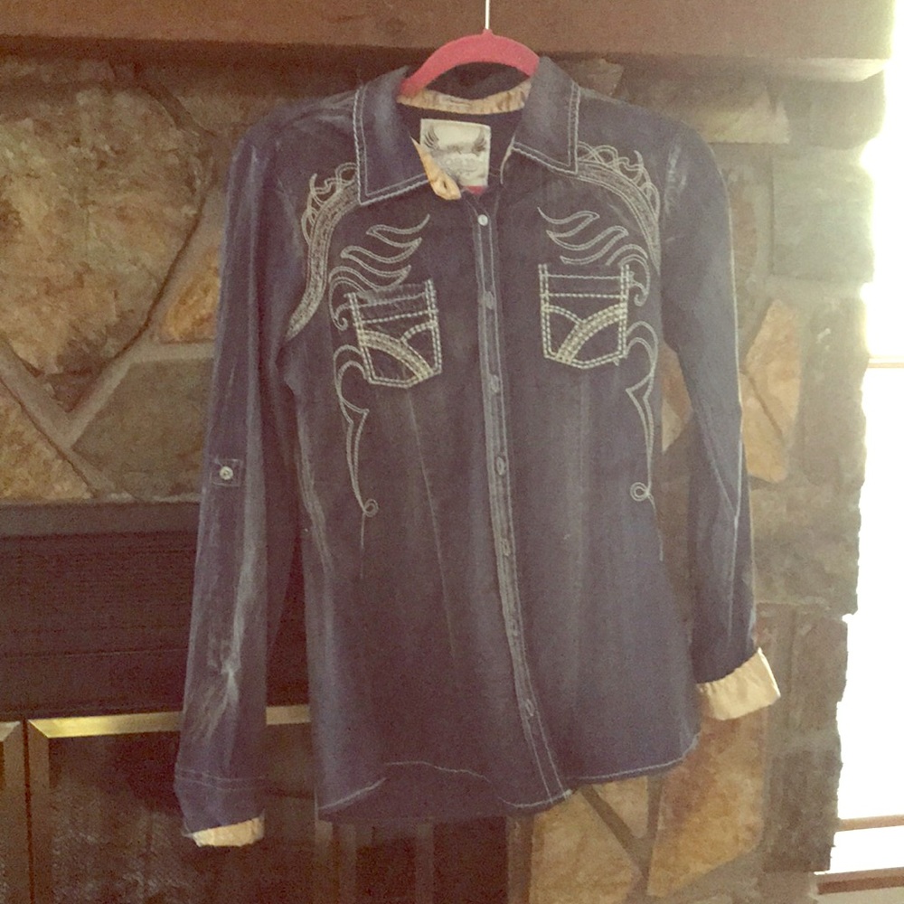 Denim western button down